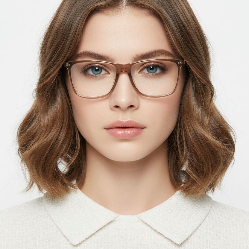 Rectangular Brown Acetate Glasses #BS1902-0003
