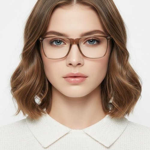 Lunettes rectangulaires en acétate brun #BS1902-0003