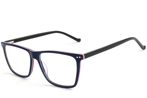 Lunettes rectangulaires en acétate bleu #BS1902-0005