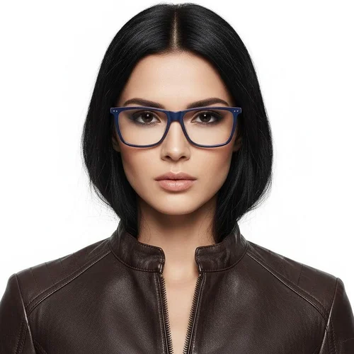 Lunettes rectangulaires en acétate bleu #BS1902-0005