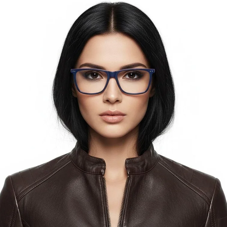 Rectangular Blue Acetate Glasses #BS1902-0005