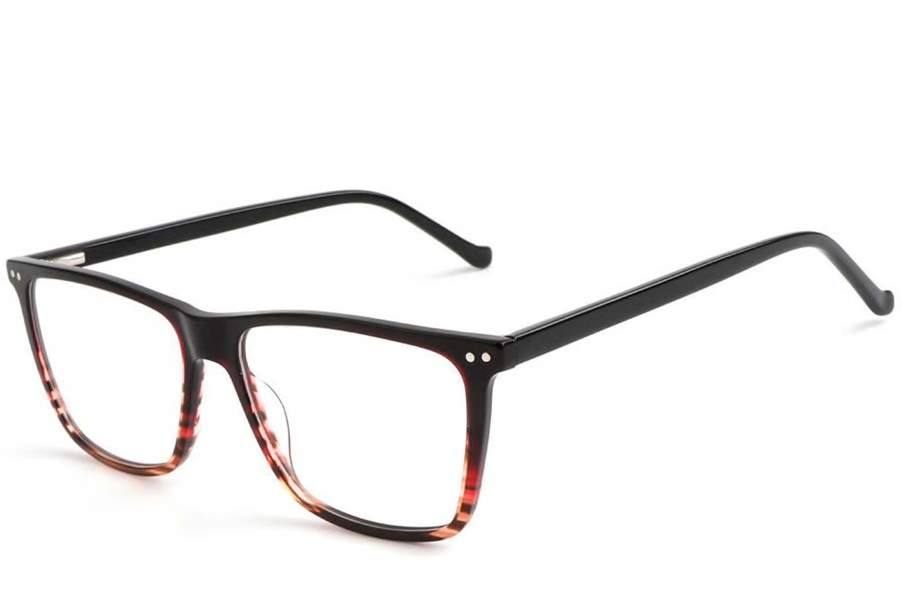 Rectangular Brown Acetate Glasses #BS1902-0006