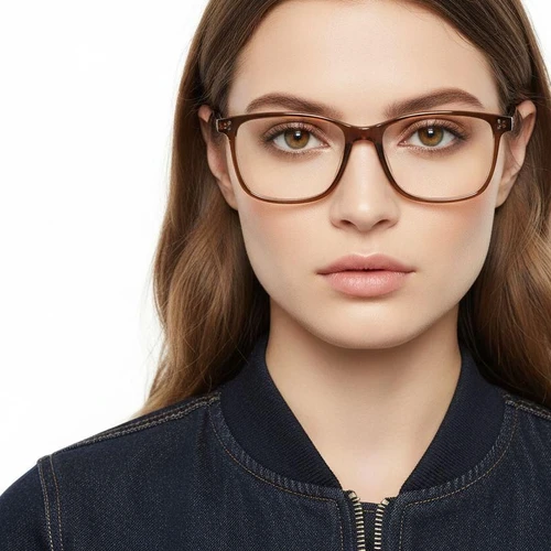 Rectangular Brown Acetate Glasses #BS1902-0016