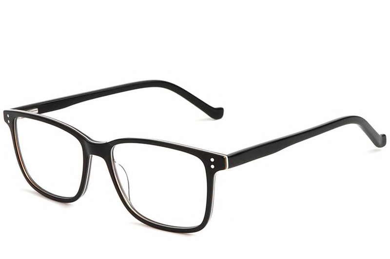 Rectangular Black Acetate Glasses #BS1902-0017