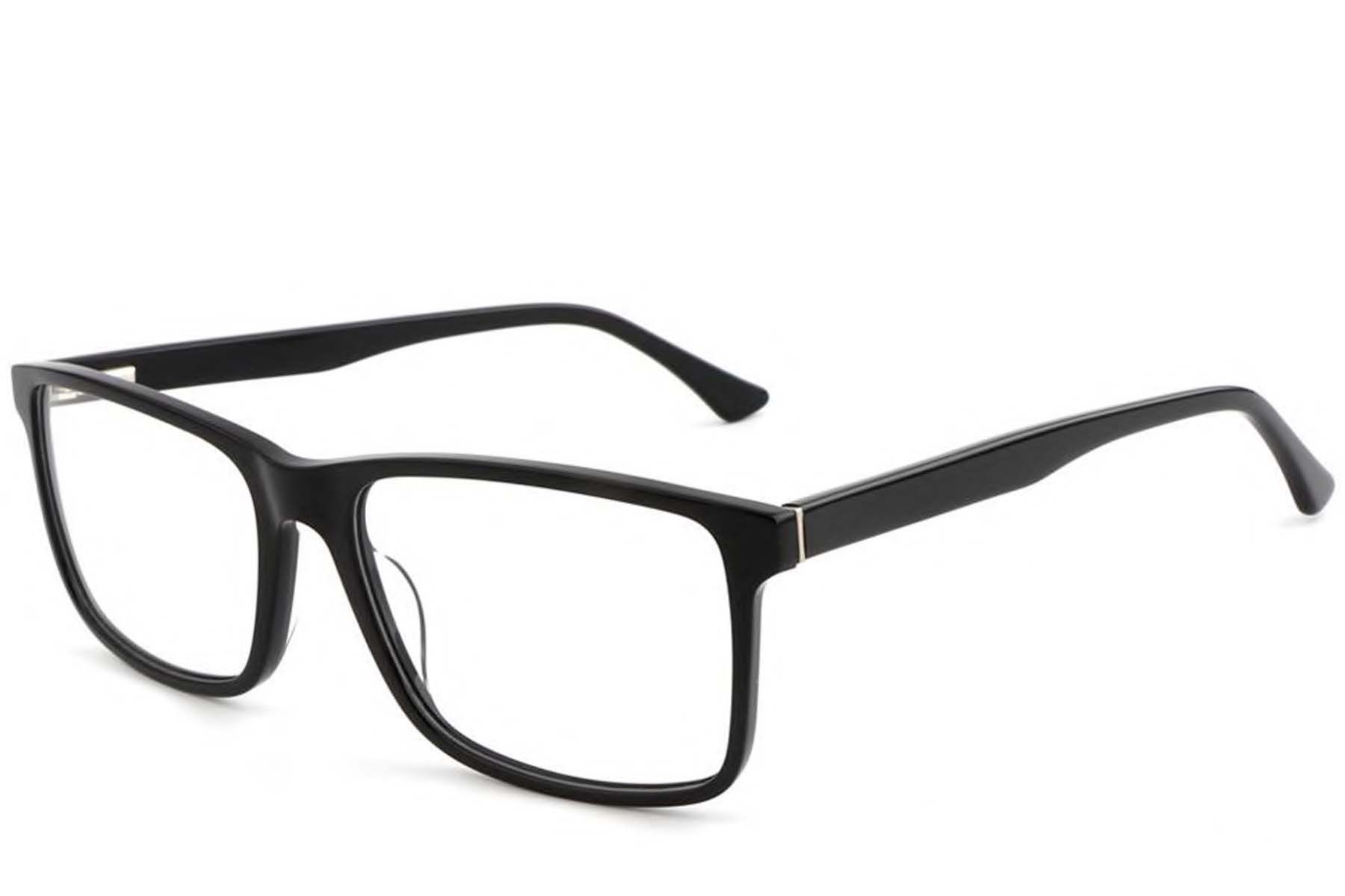 Rectangular Black Acetate Glasses #BS1902-0019