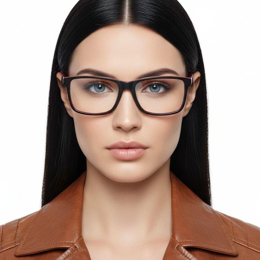 Rectangular Black Acetate Glasses #BS1902-0022