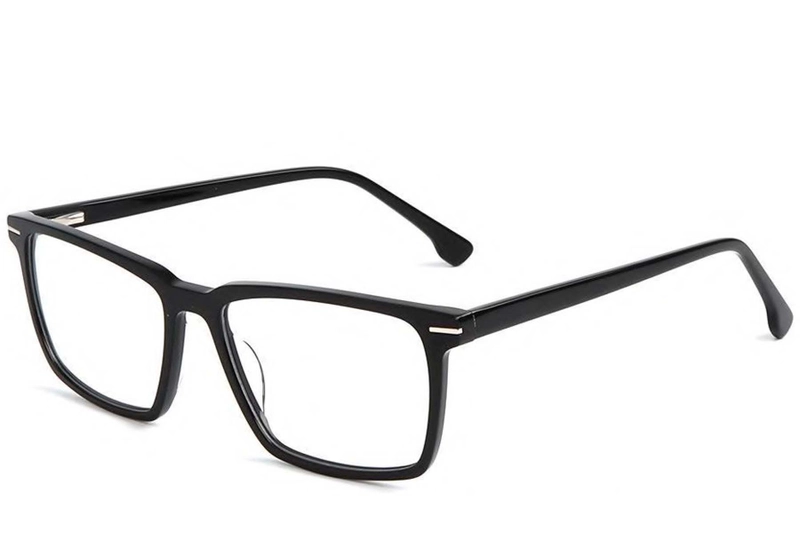 Rectangular Black Acetate Glasses #BS1902-0025