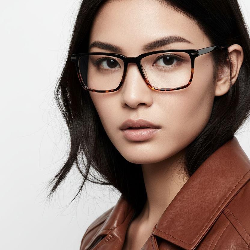 Rectangular Tortoiseshell Acetate Glasses #BS1902-0029