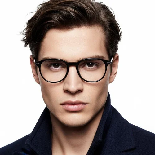 Lunettes ovales en acétate noir #BS1902-0036