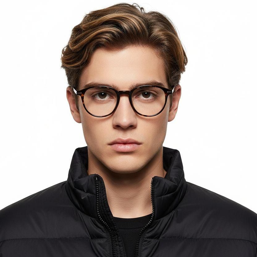 Oval Tortoiseshell Acetate Glasses #BS1902-0037