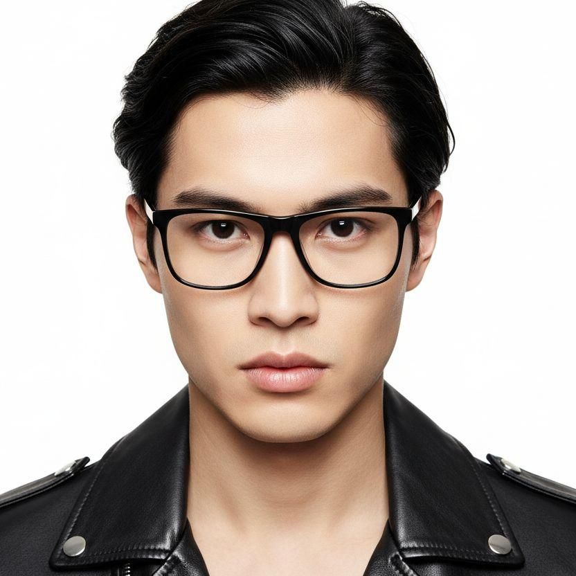 Rectangular Black Acetate Glasses #BS1902-0042