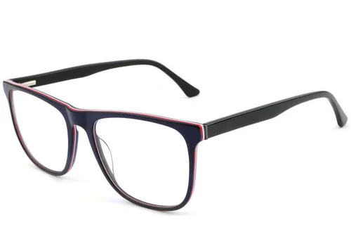 Lunettes rectangulaires en acétate bleu #BS1902-0046
