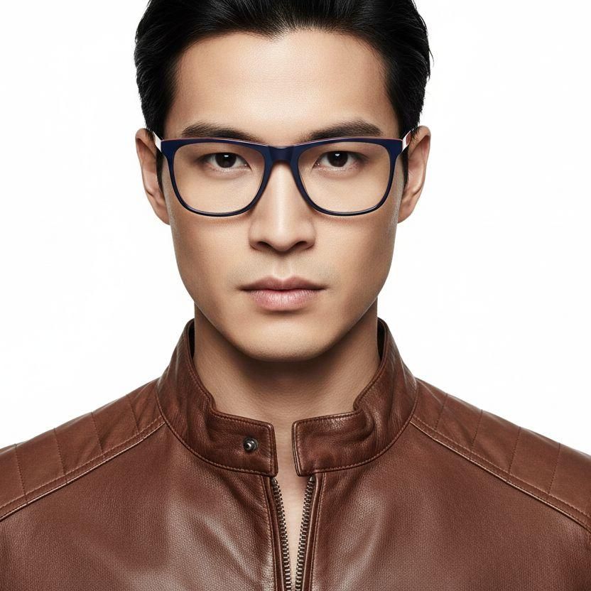 Rectangular Blue Acetate Glasses #BS1902-0046