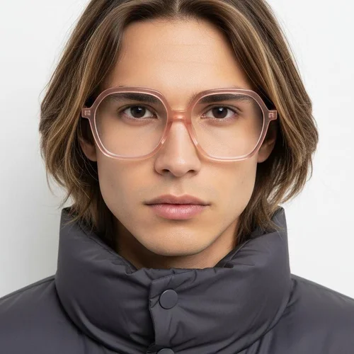 Lunettes géométriques en acétate rose #BS1902-0051