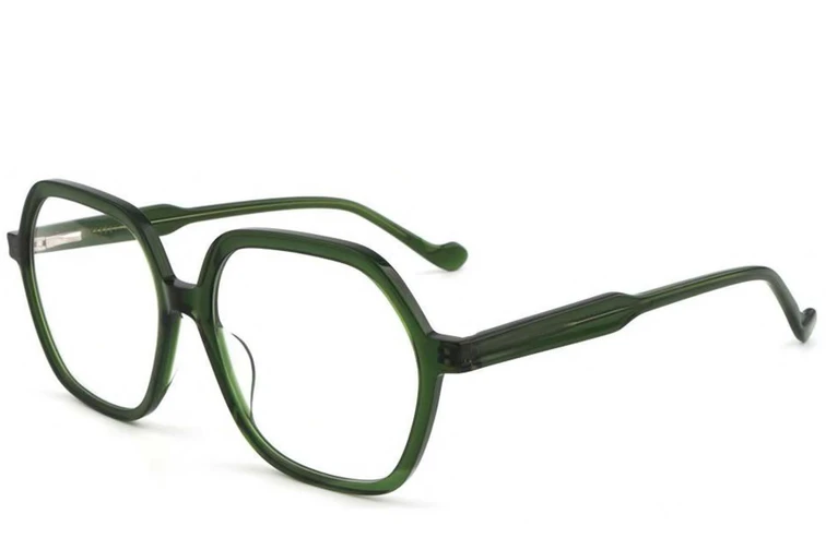 Occhiali in acetato verde con motivo geometrico #BS1902-0052
