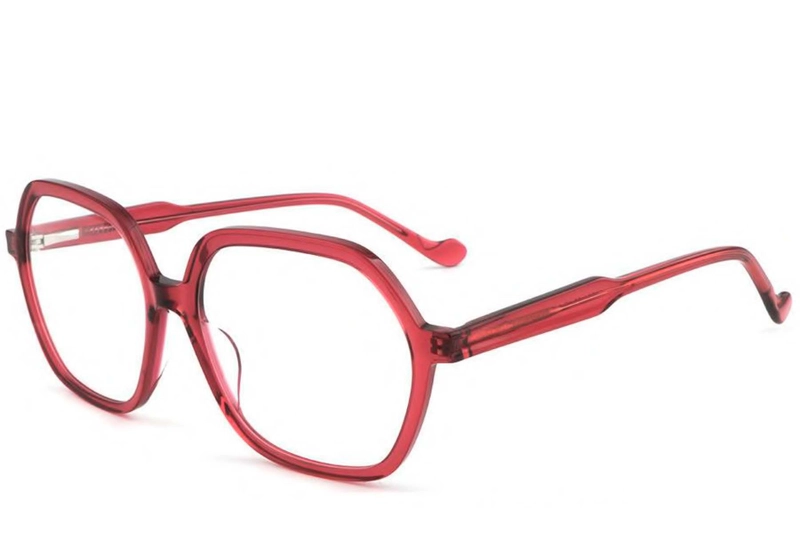 Geometric Red Acetate Glasses #BS1902-0054