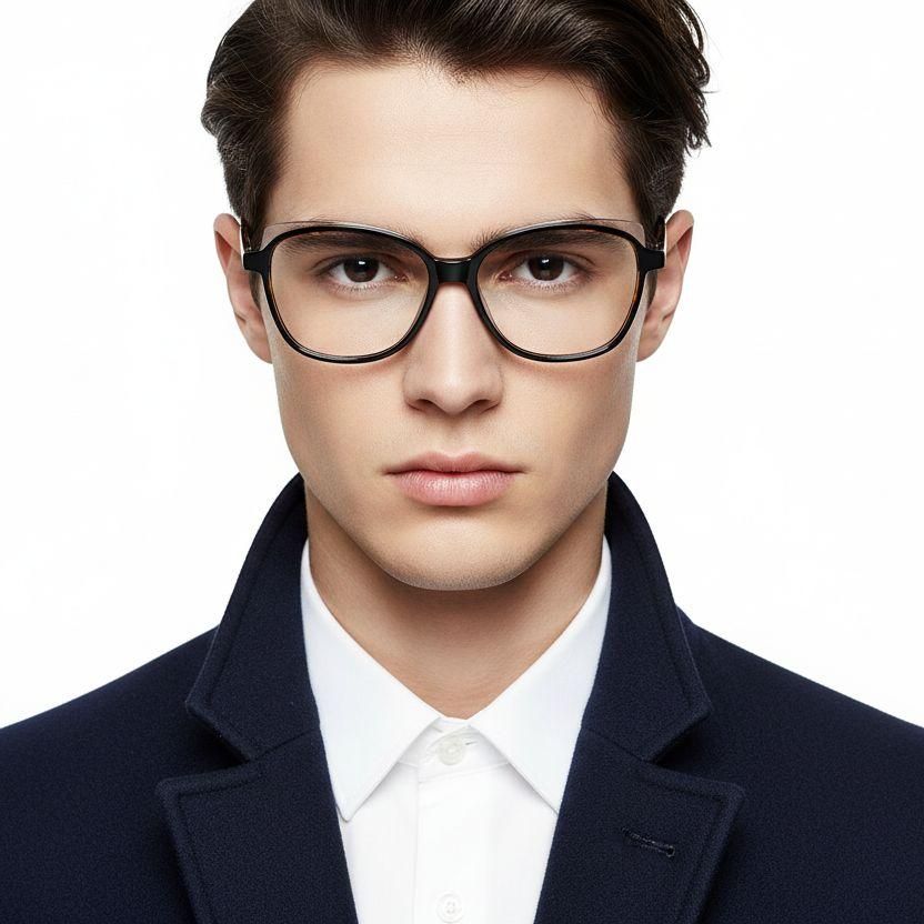 Schmetterlingsbrille aus schwarzem Acetat #BS1902-0058