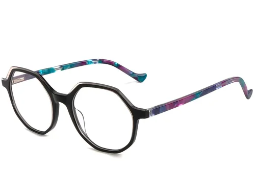 Lunettes géométriques en acétate noir #BS1902-0076