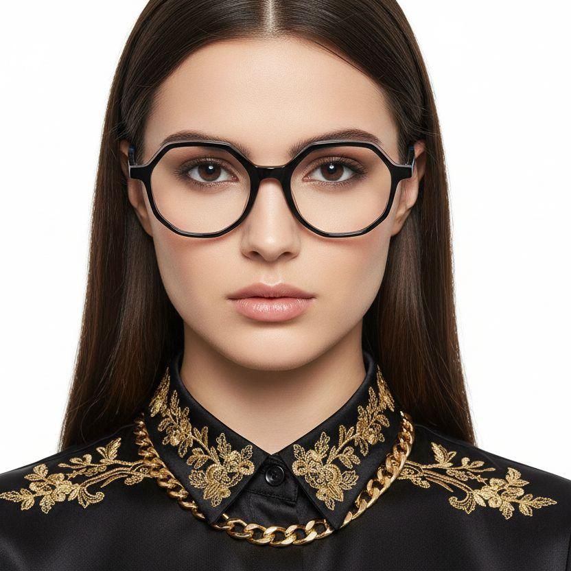 Geometric Black Acetate Glasses #BS1902-0076