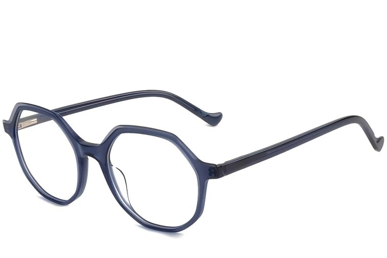 Occhiali in acetato blu con motivo geometrico #BS1902-0077