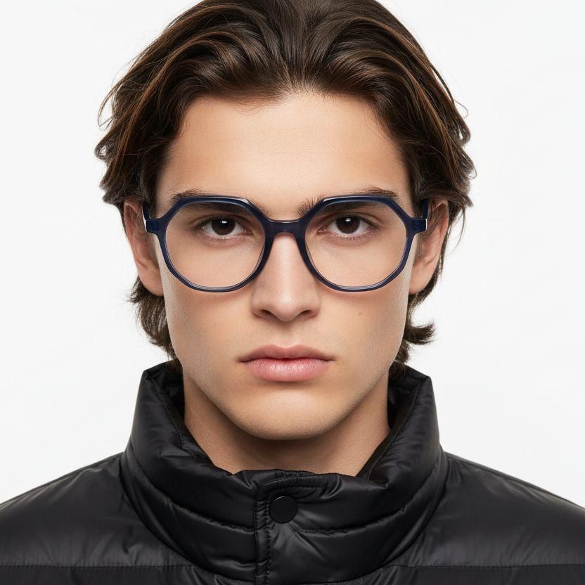 Geometric Blue Acetate Glasses #BS1902-0077