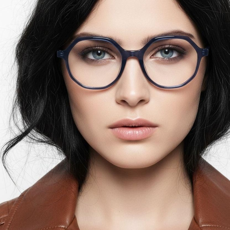 Gafas geométricas de acetato azul #BS1902-0077