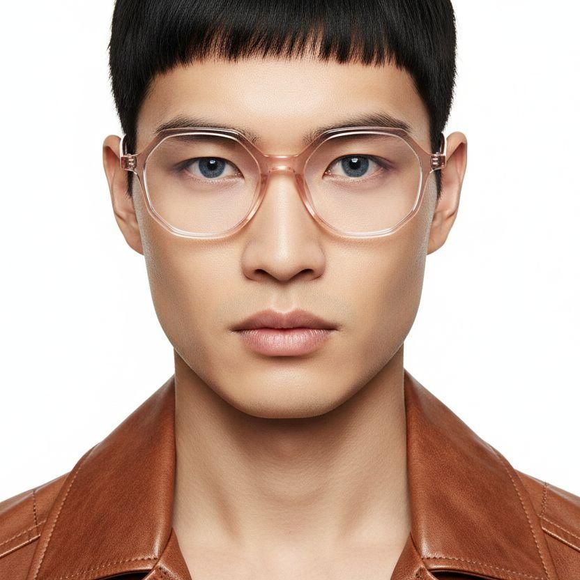 Gafas geométricas de acetato rosa #BS1902-0078