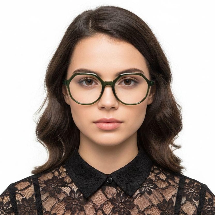 Gafas geométricas de acetato verde #BS1902-0079