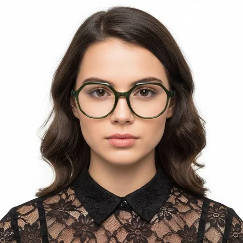 Lunettes géométriques en acétate vert #BS1902-0079