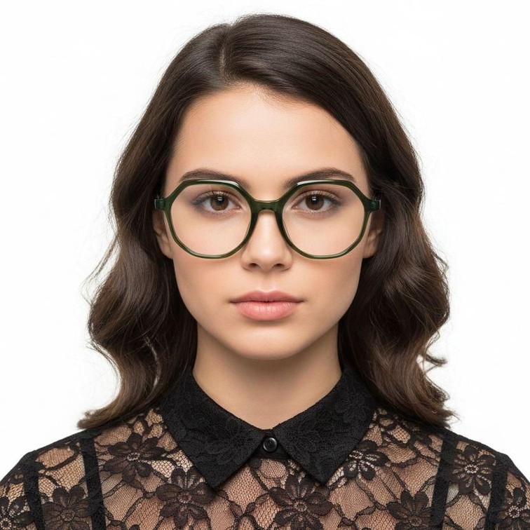 Gafas geométricas de acetato verde #BS1902-0079
