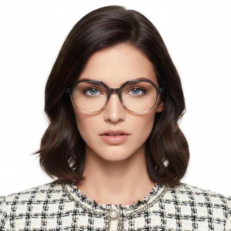 Gafas geométricas de acetato gris #BS1902-0082