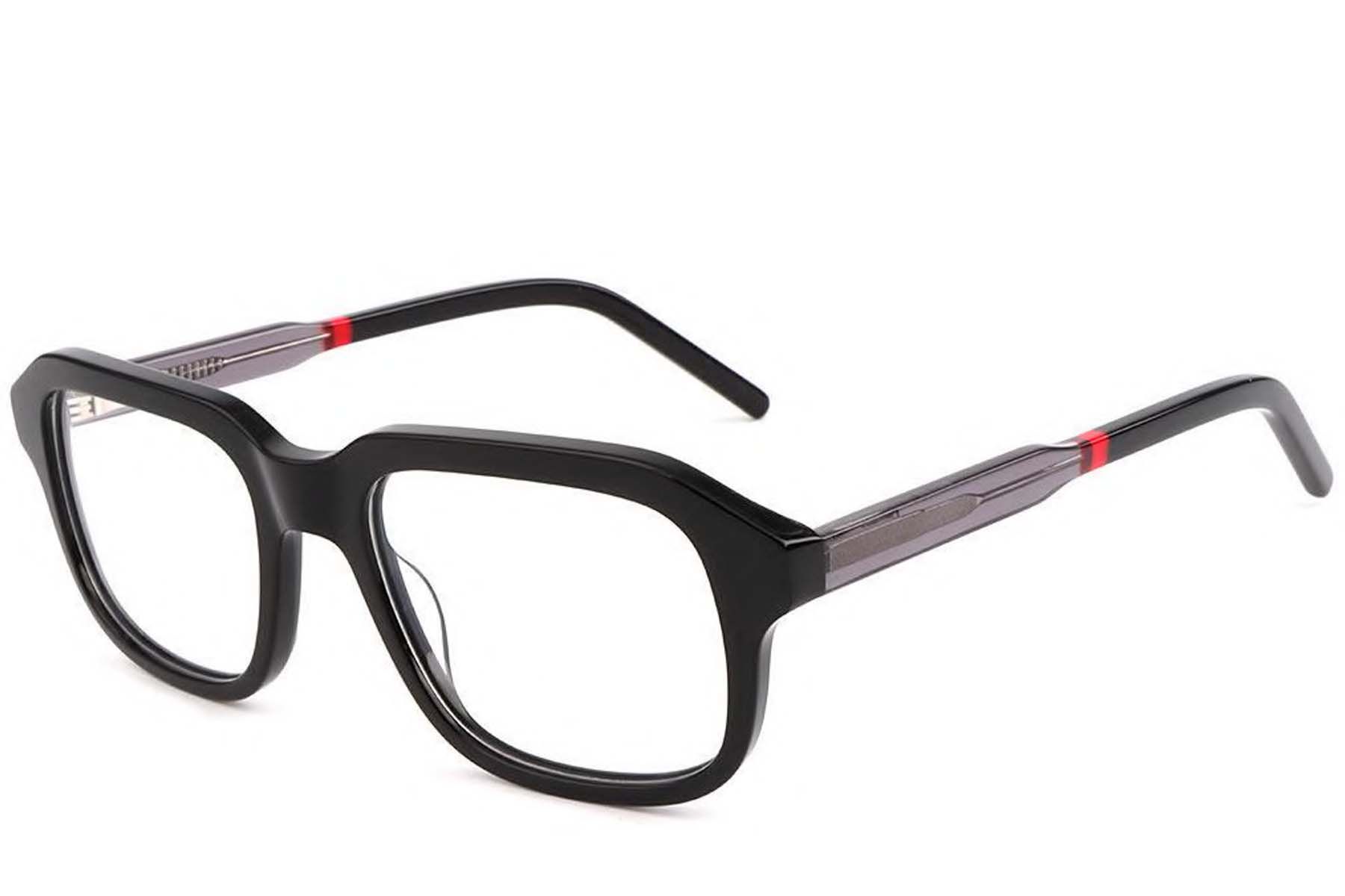 Rectangular Black Acetate Glasses #BS1902-0095