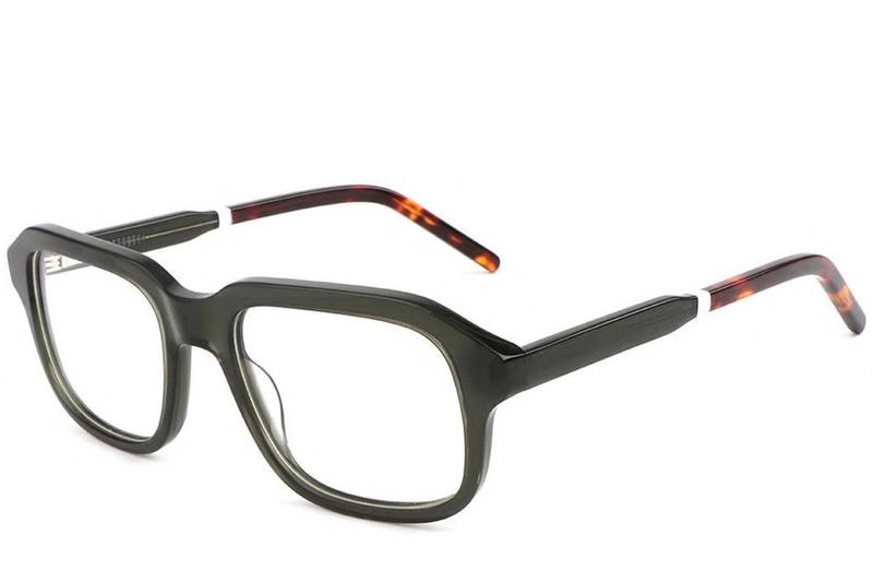 Rectangular Green Acetate Glasses #BS1902-0097