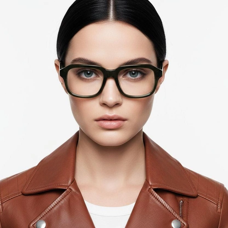 Gafas rectangulares de acetato verde #BS1902-0097