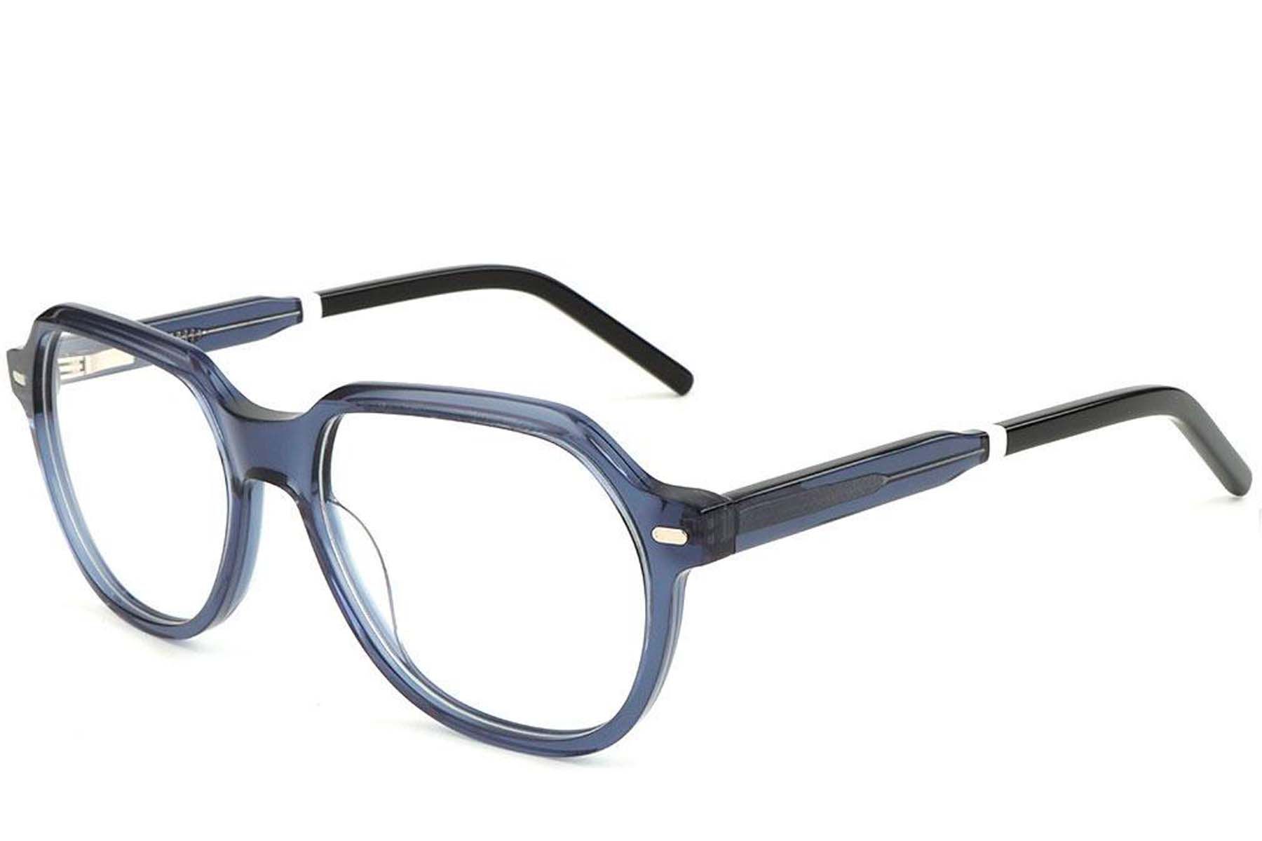 Oval Blue Acetate Glasses #BS1902-0101