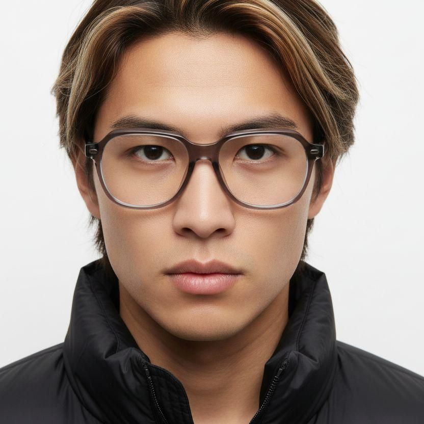 Oval Grey Acetate Glasses #BS1902-0102