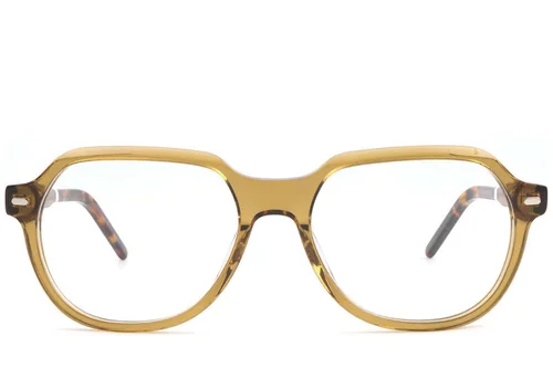 Lunettes ovales en acétate brun #BS1902-0103