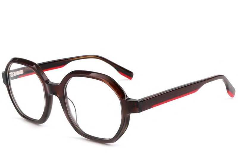 Geometric Brown Acetate Glasses #BS1902-0107