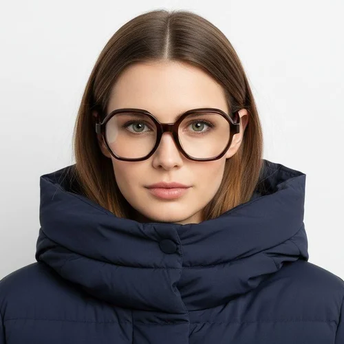 Lunettes géométriques en acétate brun #BS1902-0107