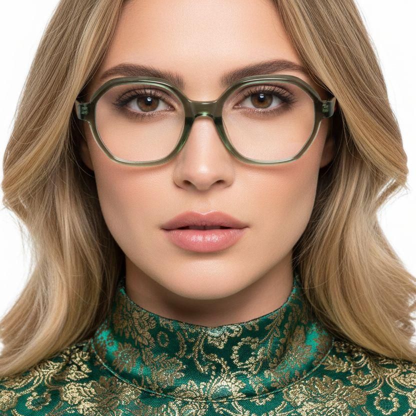 Geometric Green Acetate Glasses #BS1902-0108