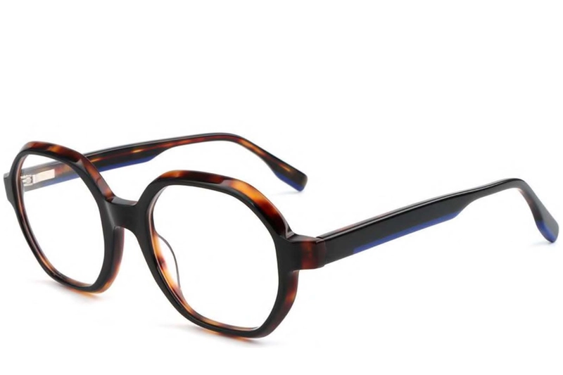 Lunettes en acétate à motif écaille de tortue géométrique #BS1902-0109