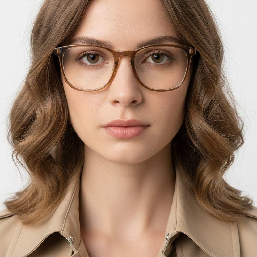 Rectangular Brown Acetate Glasses #BS1902-0123