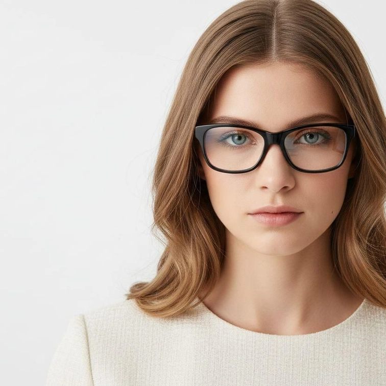 Rectangular Black Acetate Glasses #BS1902-0124
