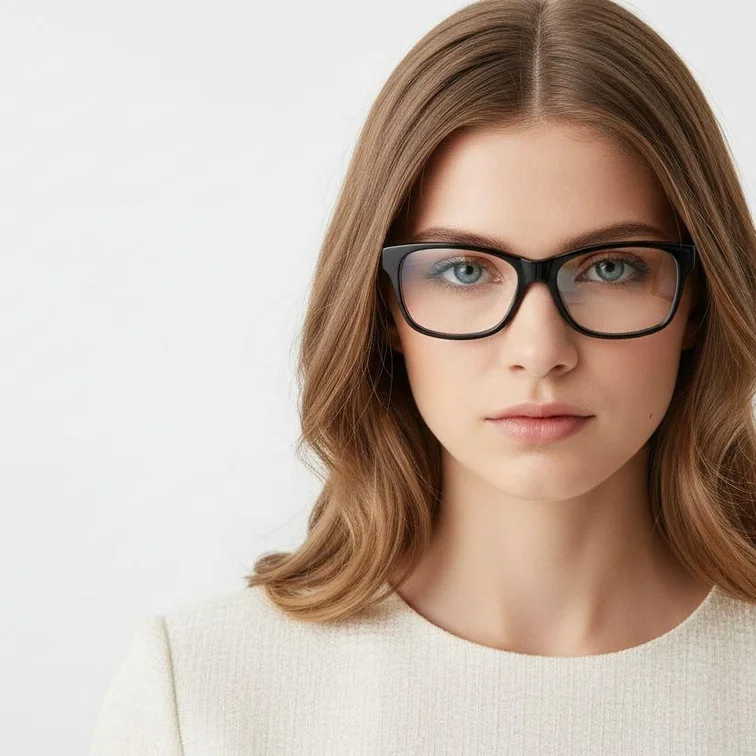 Rechteckige schwarze Acetatbrille #BS1902-0124