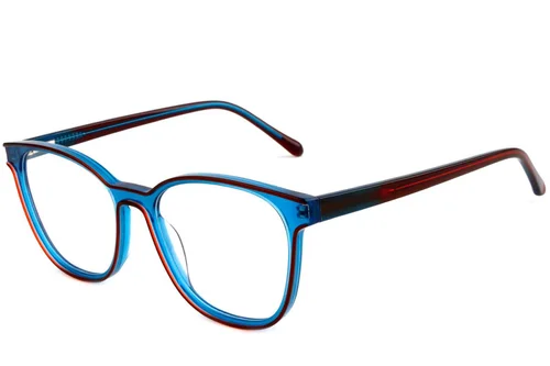 Lunettes rectangulaires en acétate bleu #BS1902-0131