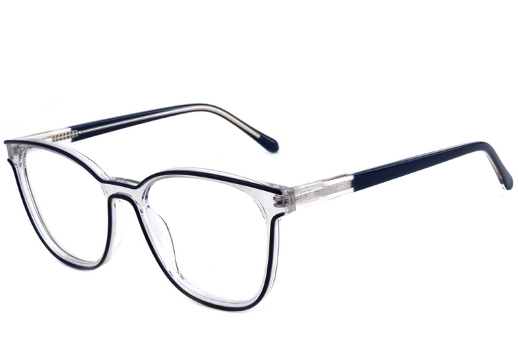 Rectangular Transparent Acetate Glasses #BS1902-0132