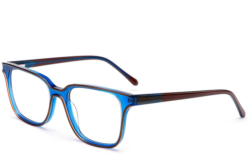 Lunettes rectangulaires en acétate bleu #BS1902-0134