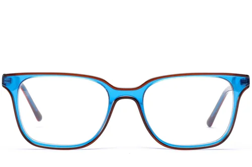 Lunettes rectangulaires en acétate bleu #BS1902-0134