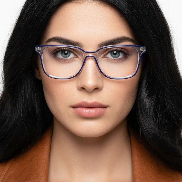 Lunettes rectangulaires en acétate bleu #BS1902-0135