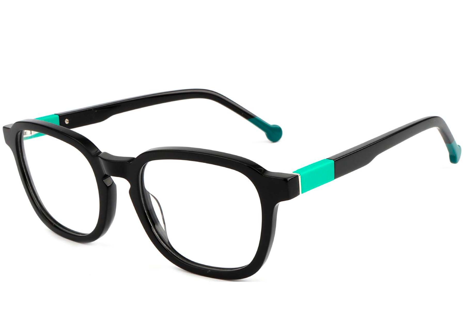 Rectangular Black Acetate Glasses #BS1902-0141